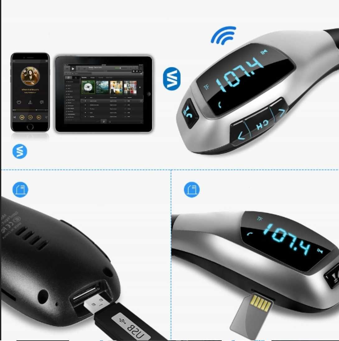 transmiter bluetooth audio mp3 bt sd tf szybka ładowarka usb radio fm