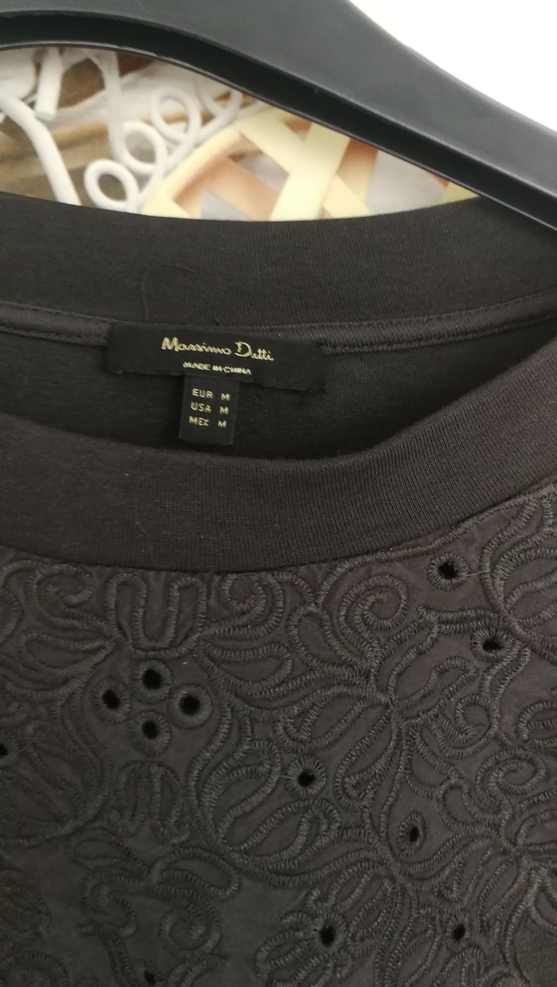 Massimo dutti bluza z haftem grafitowa ciemno szara wiosna 2024