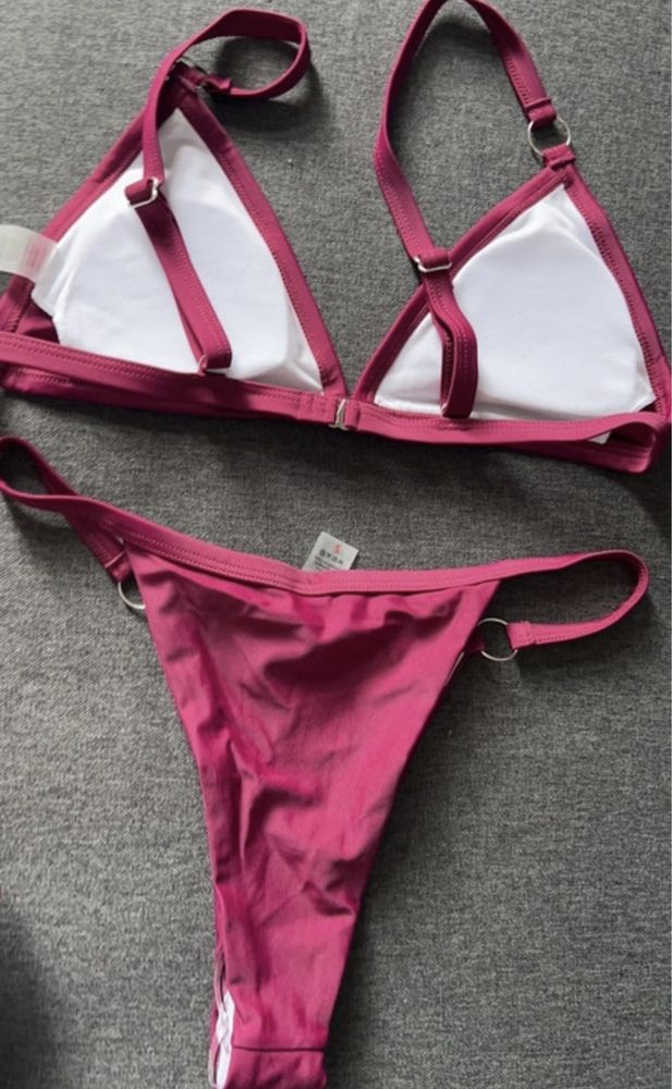 Burgundowe bikini roz S