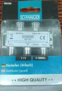 Schwaigera B252 4-kierunkowe, gniazdo F, 5 - 1000 MHz, 8 dB