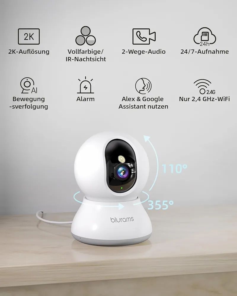 Wewnętrzna kamera monitorująca blurams 2K WiFi 360°