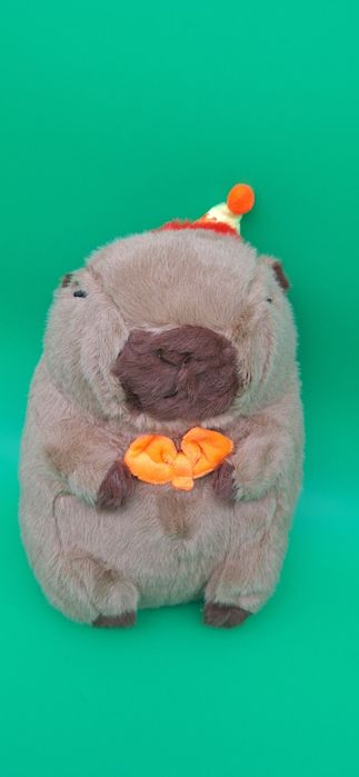 Nowa maskotka Kapibara w czapce z napisem Happy Birthday