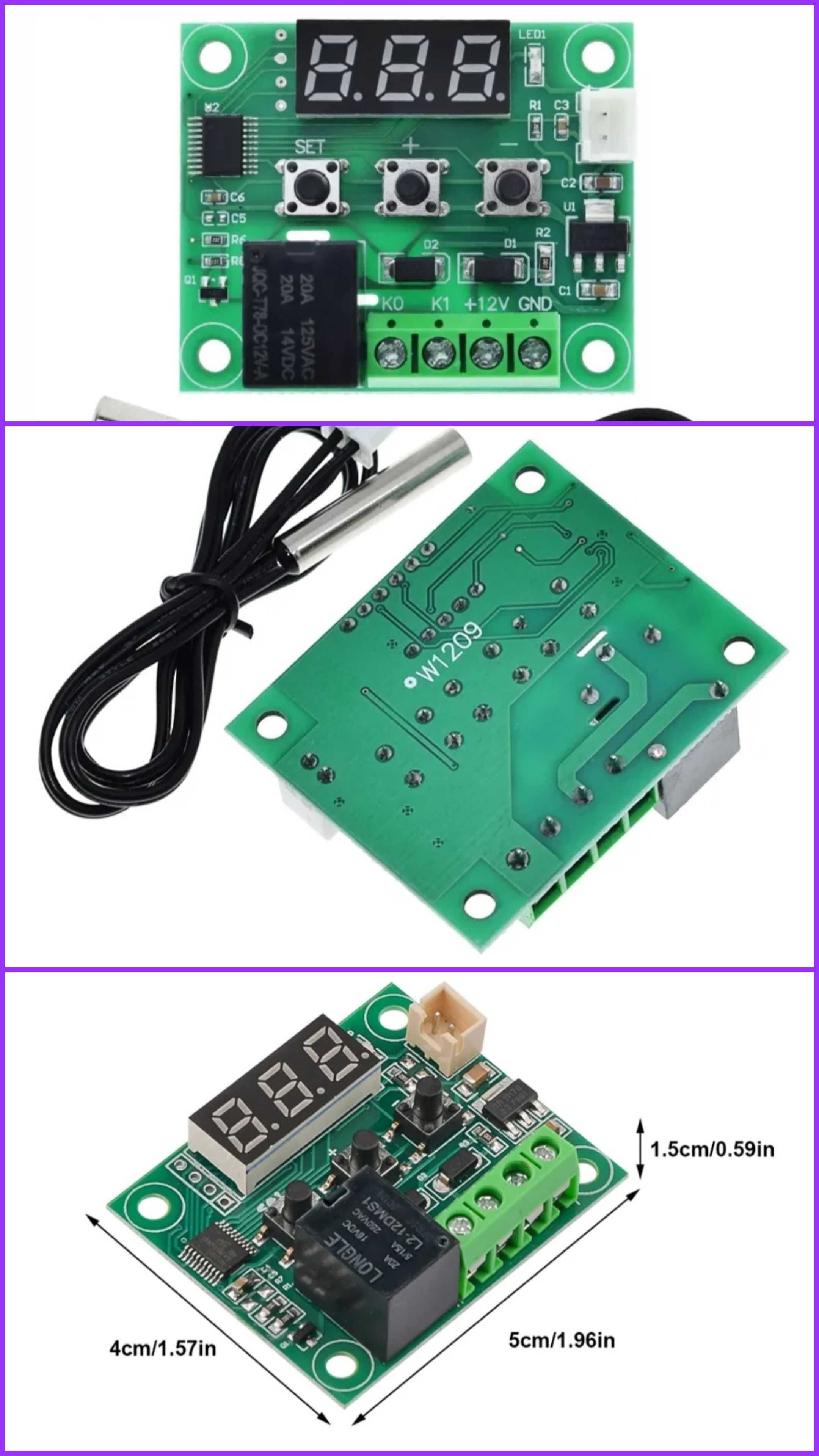 Termostato 12V W1209 - Controlador de Temperatura Digital Novo