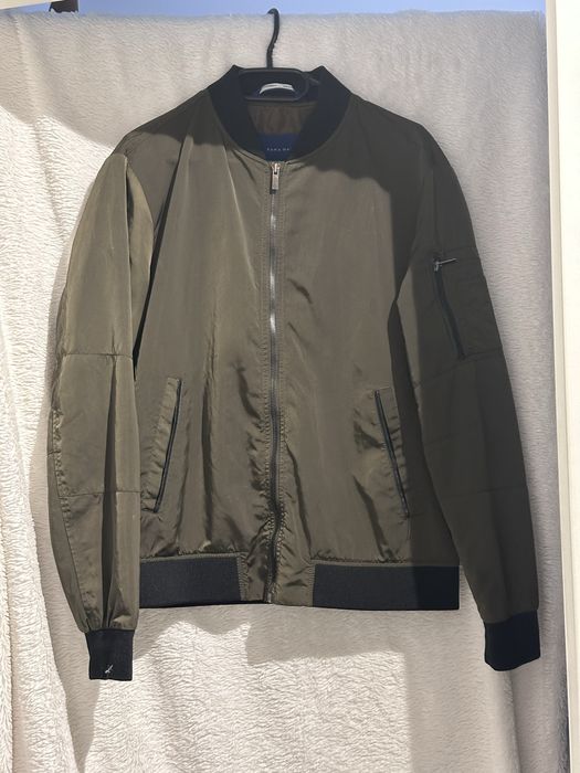 Kurtka bomberka, Zara Man, zielona, khaki, bejsbolówka,wiatrówka męska