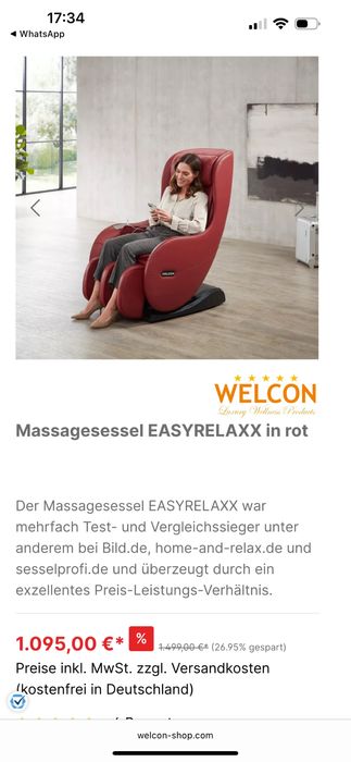 Cadeira de massagens WELCON EasyRelaxx