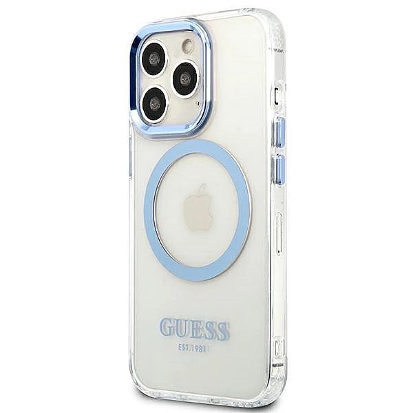Etui Guess Metal Outline MagSafe na iPhone 13 Pro / iPhone 13 - niebie