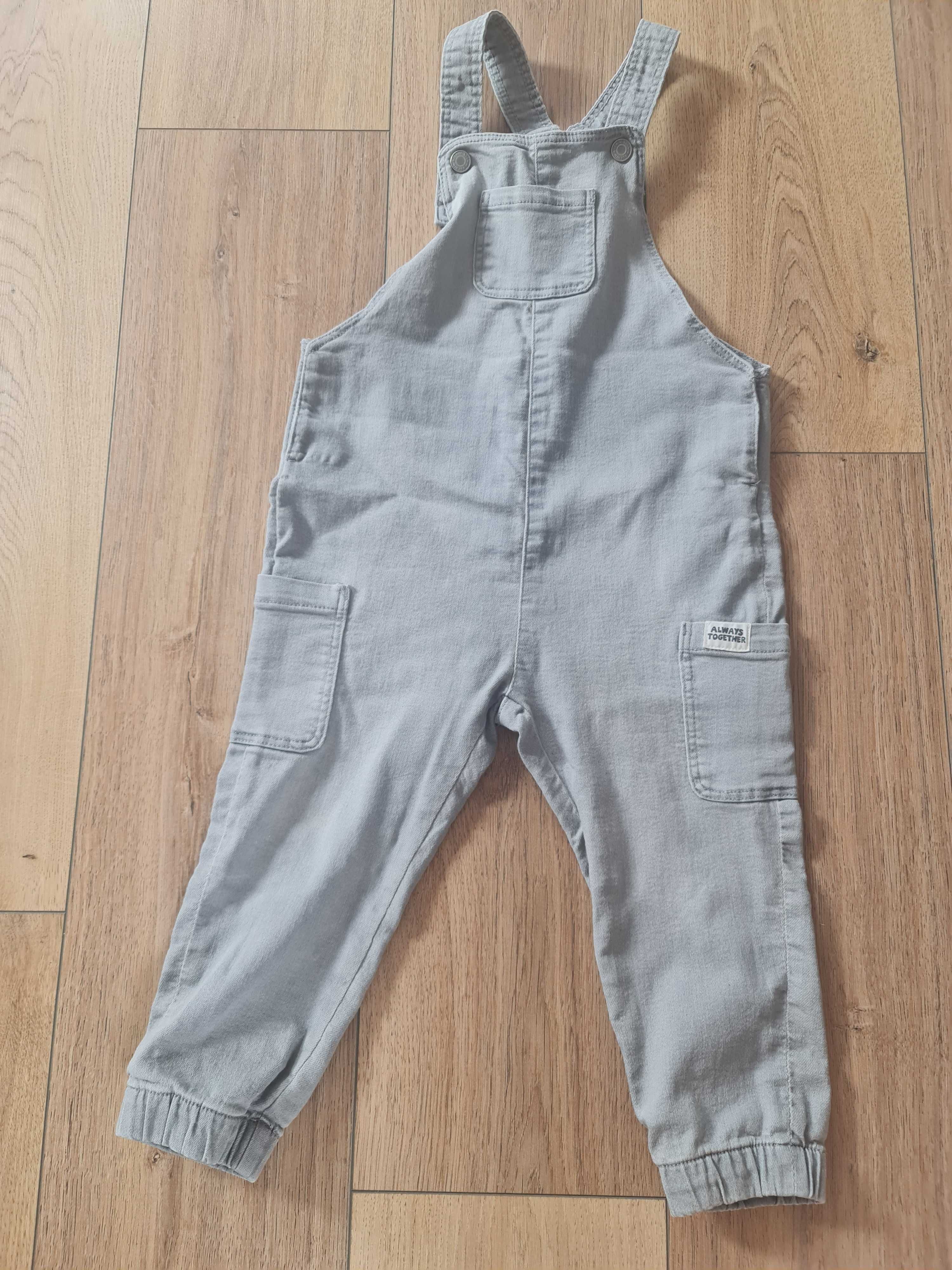 Ogrodniczki h&m szare jeans 98