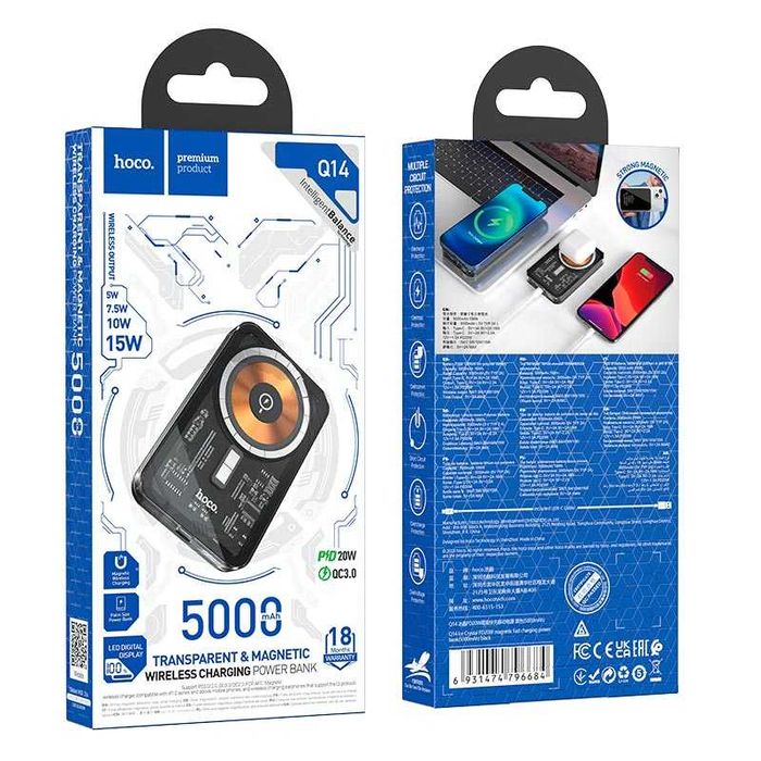 Компактный повербанк HOCO Q14 5000 mAh power bank с MagSafe для iPhone