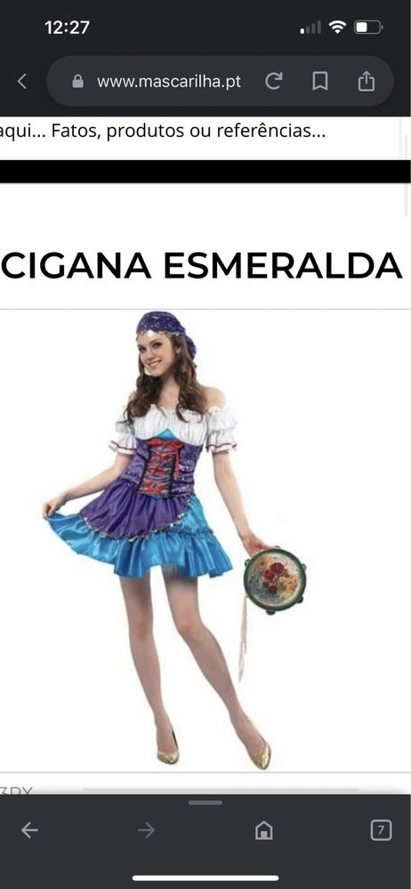 Fato carnaval cigana lenço top saia esmeralda leitura sina gipsy