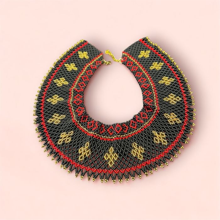 Naszyjnik Łemkowska krzywulka / kolia folkowa rękodzieło / retro