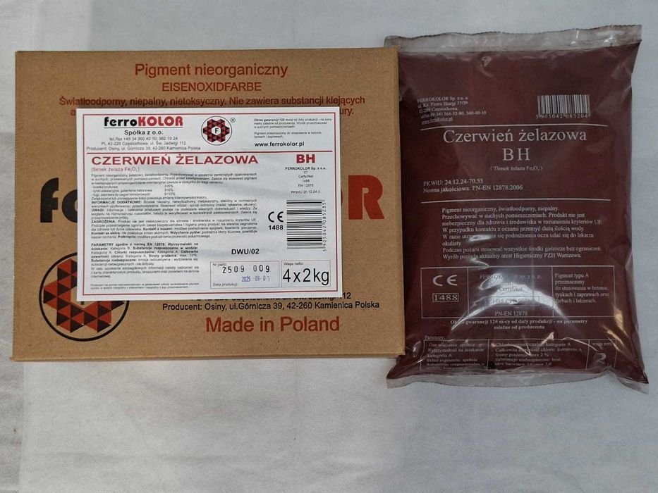 Pigment Barwnik Farba do betonu CZERWIEŃ ŻELAZOWA BH 2kg