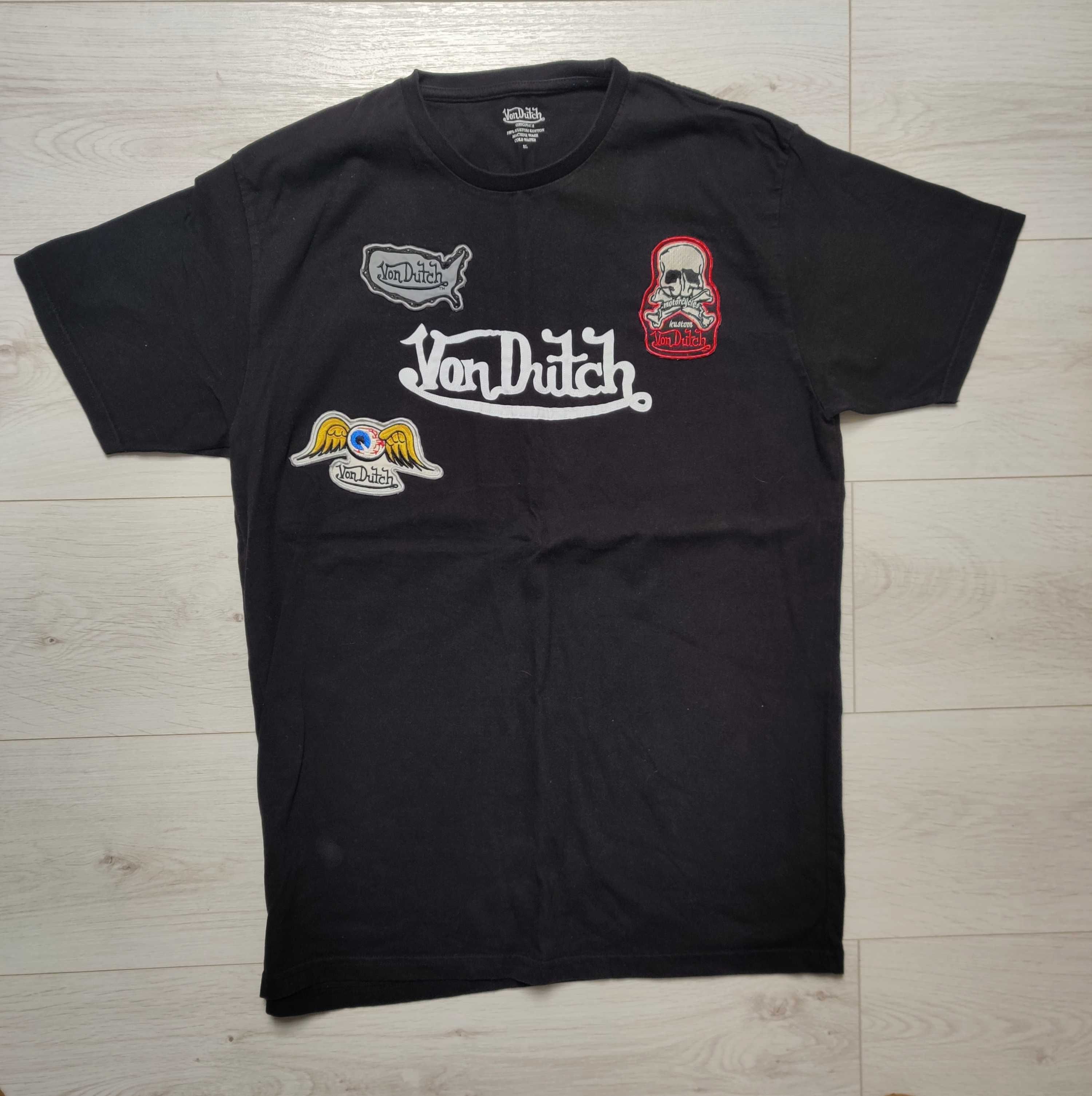 Von Dutch koszulka z krótkim rękawem T-shirt oryginalna męska black XL