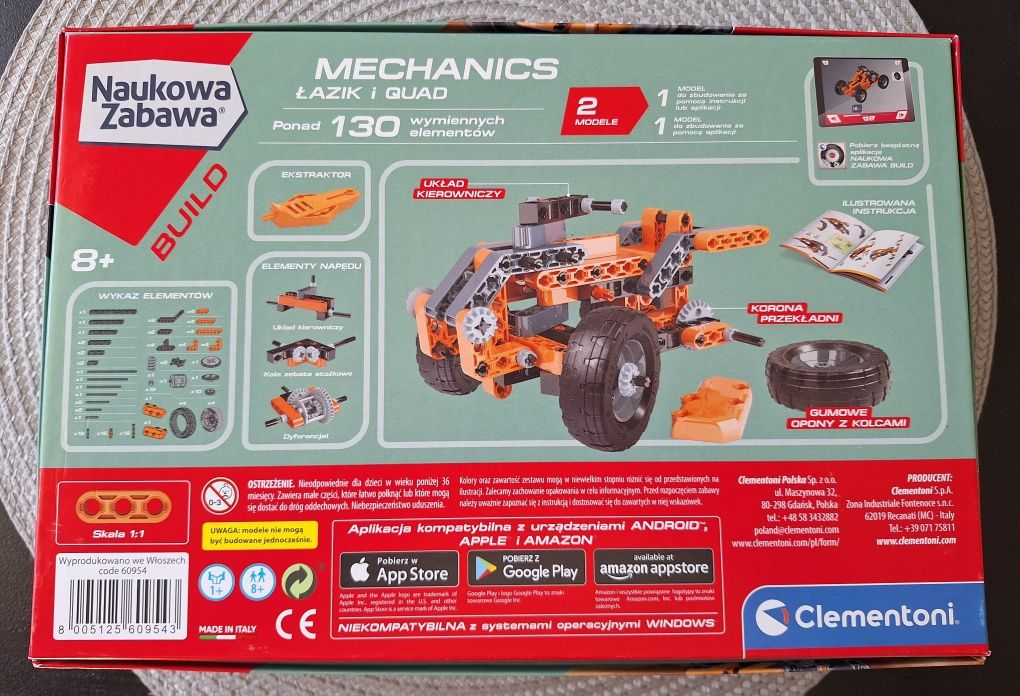 Clementoni Mechanics Łazik i Quad alternatywa LEGO stan idealny