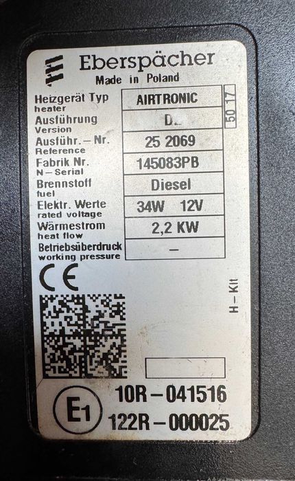 Eberspacher Airtronic
D2 Heater 12v