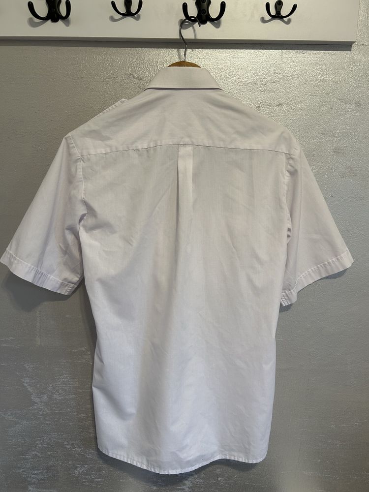 Koszula biała gładka męska na krótki rękaw vintage