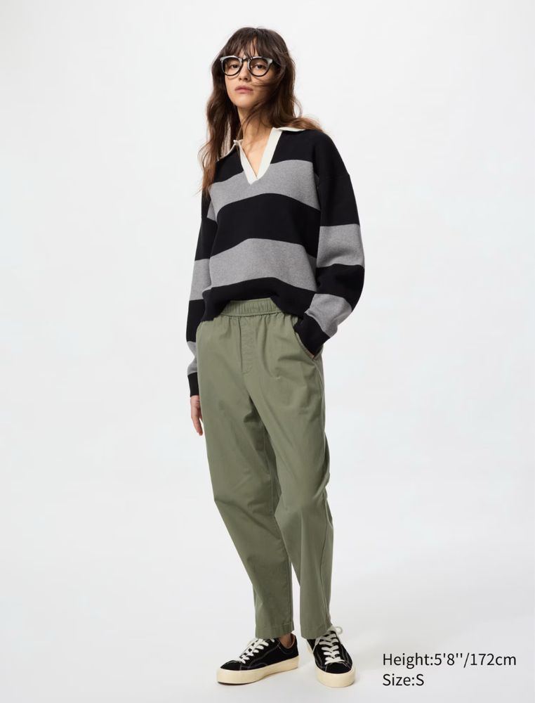 Бавовняні штани uniqlo cotton relaxed ankle trousers