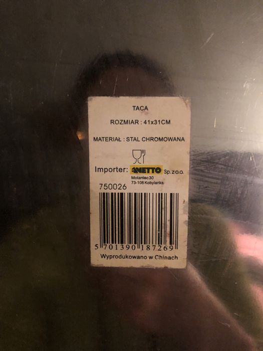 Srebrna taca do kuchni cienka lekka aluminiowa