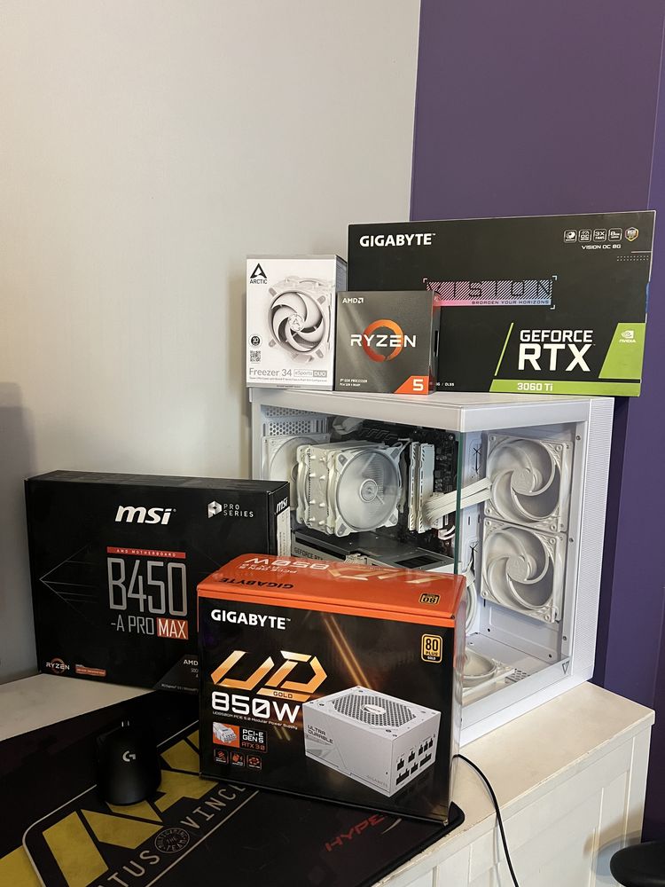 Komputer Gamingowy RTX 3060ti Ryzen 5 5600x, 16gb ram 1 tb ssd m2