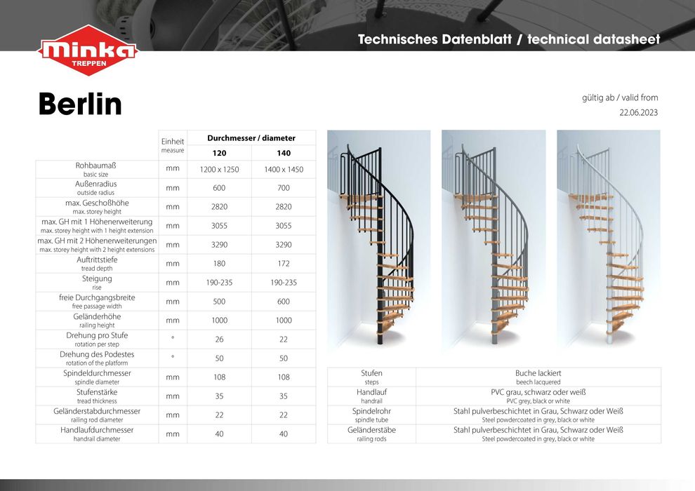 PROMOCJA ! Schody kręcone, spiralne Berlin Black śr.120 cm