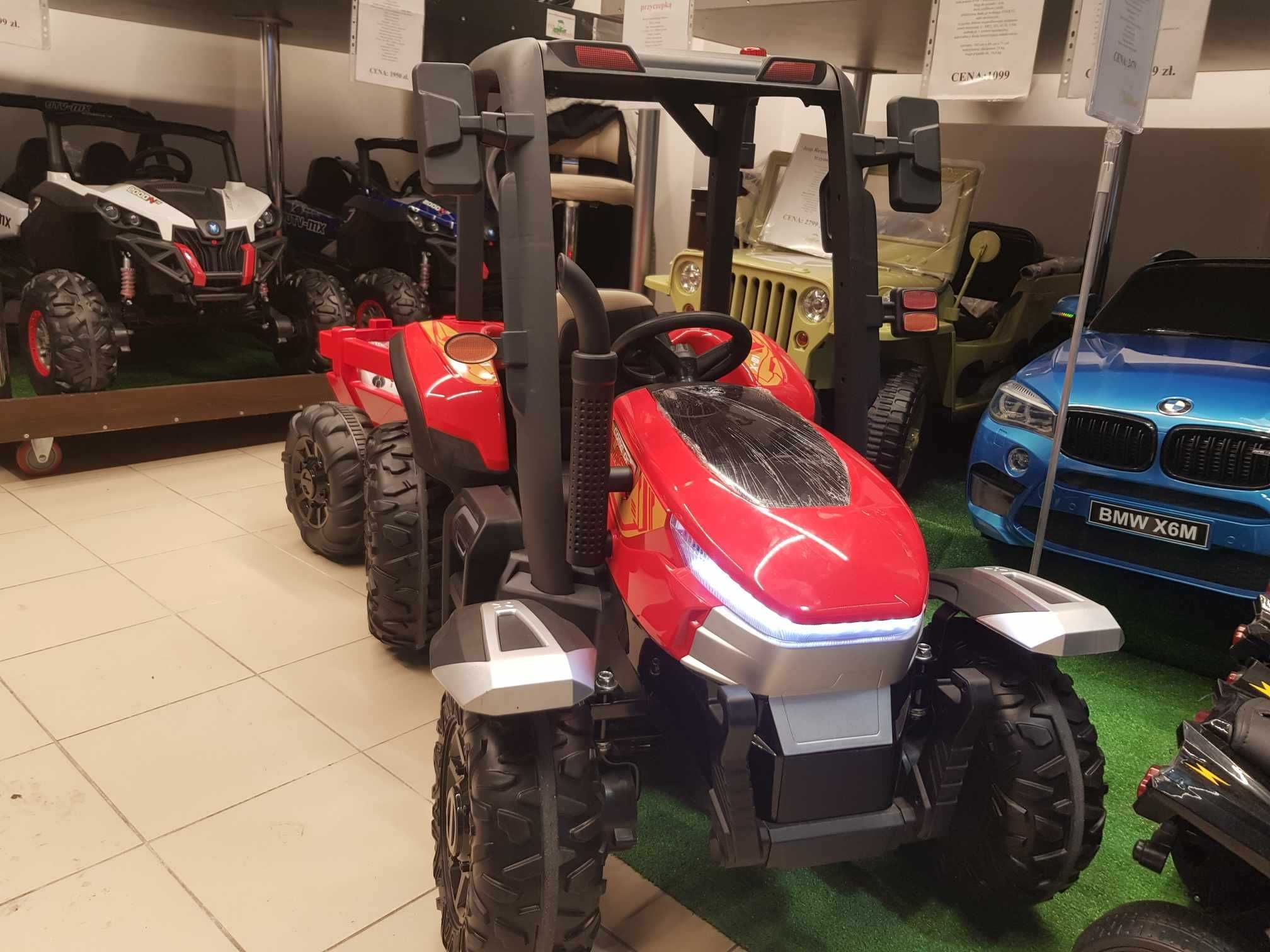 Duży traktor 4x45W z przyczepką auto autko pojazd samochód akumulator