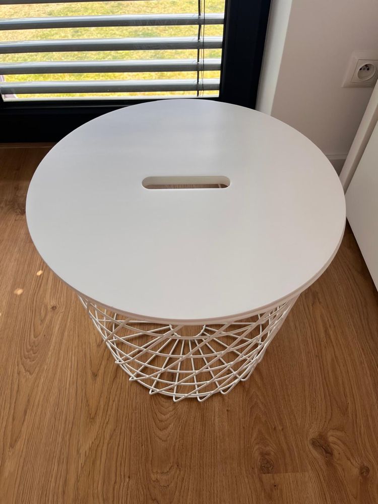 Okrągły stolik ikea biały kolor druciany