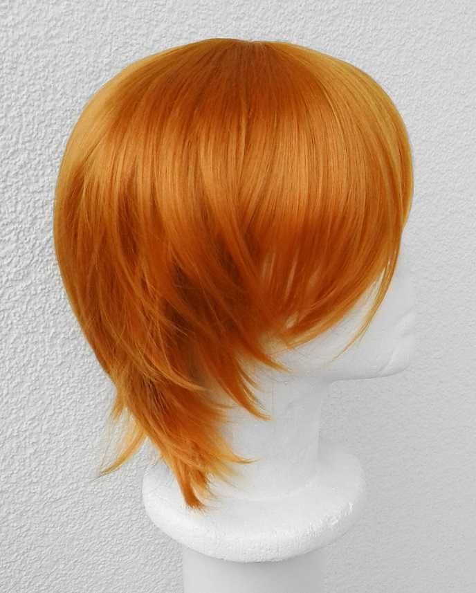 Krótka ruda pomarańczowa peruka z grzywką męski męska cosplay wig