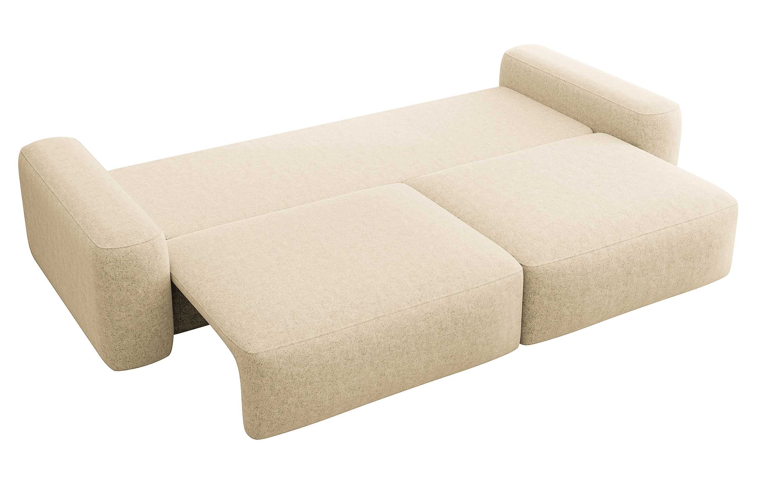 Kanapa sofa beżowa Carnos 3-osobowa rozkładana szenilowa
