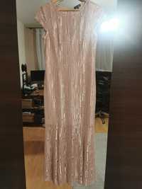 Różowa błyszcząca sukienka maxi rozmiar 40
