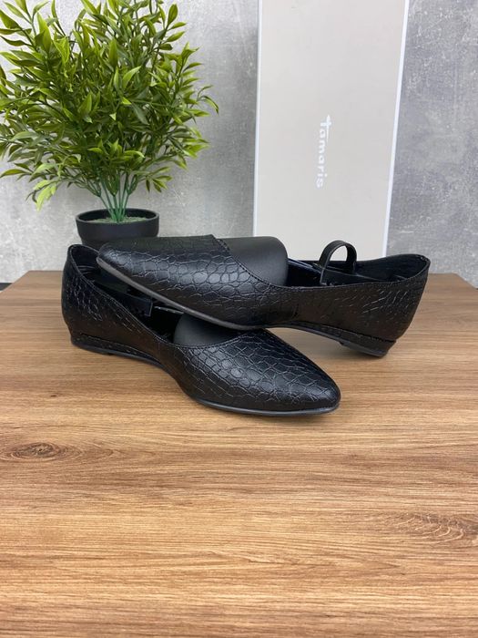 Buty Tamaris r. 39 - czarne eleganckie baleriny damskie