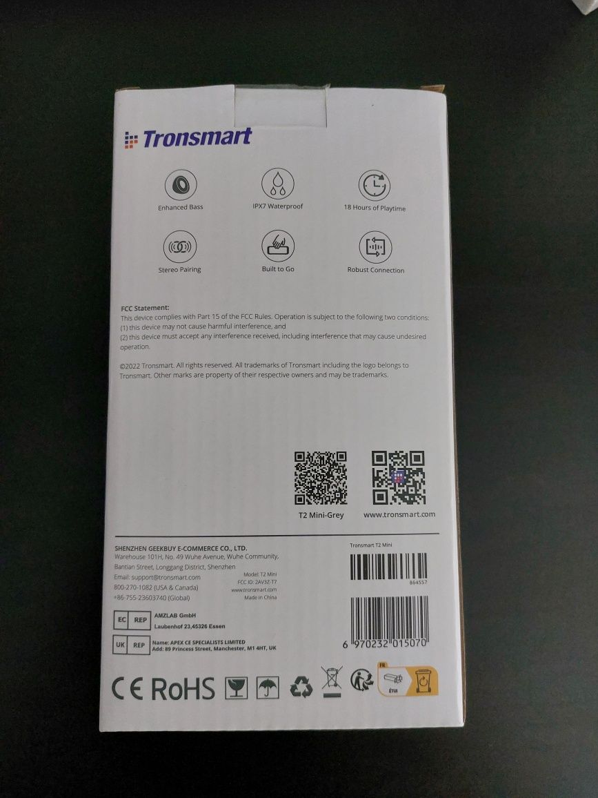 Coluna Portátil Tronsmart T2 Mini 2200mAh