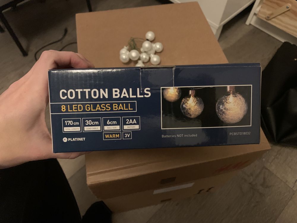 Lampki led cotton balls sopelki swiecace bombki szklane szron