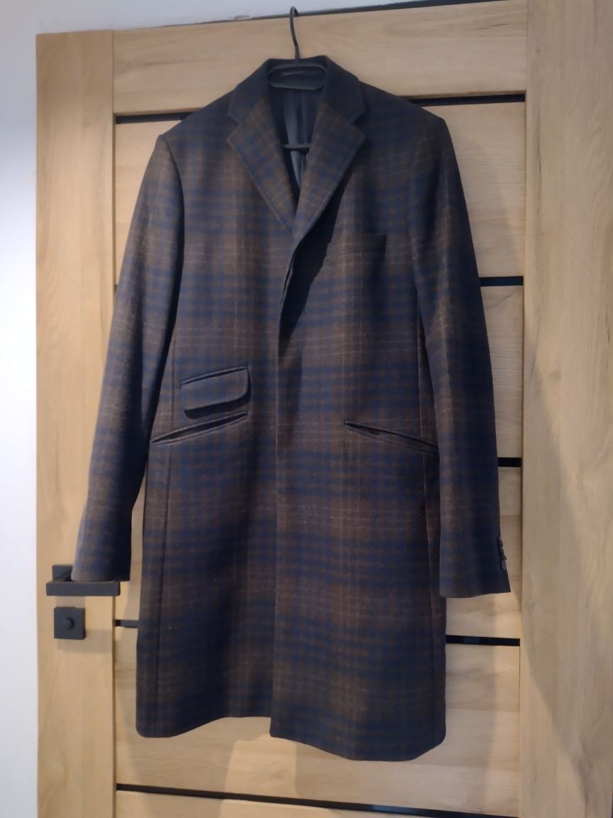 Płaszcz męski wiosna elegancki krata H&M xl