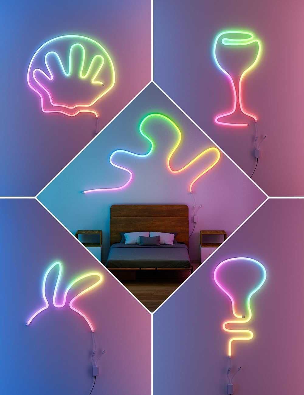 Faixa Smart LED Néon Flexível, RGB, com App e Sincronização Musical 3m