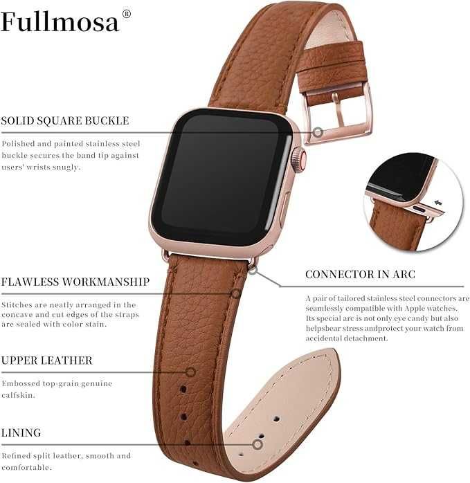 Pasek z etui do Apple Watch brązowy