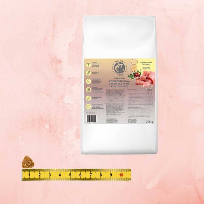 20 Kg Sucha Karma Dla Psa Rocky Premium Świeży Kurczak Ryż Bezzbożowa