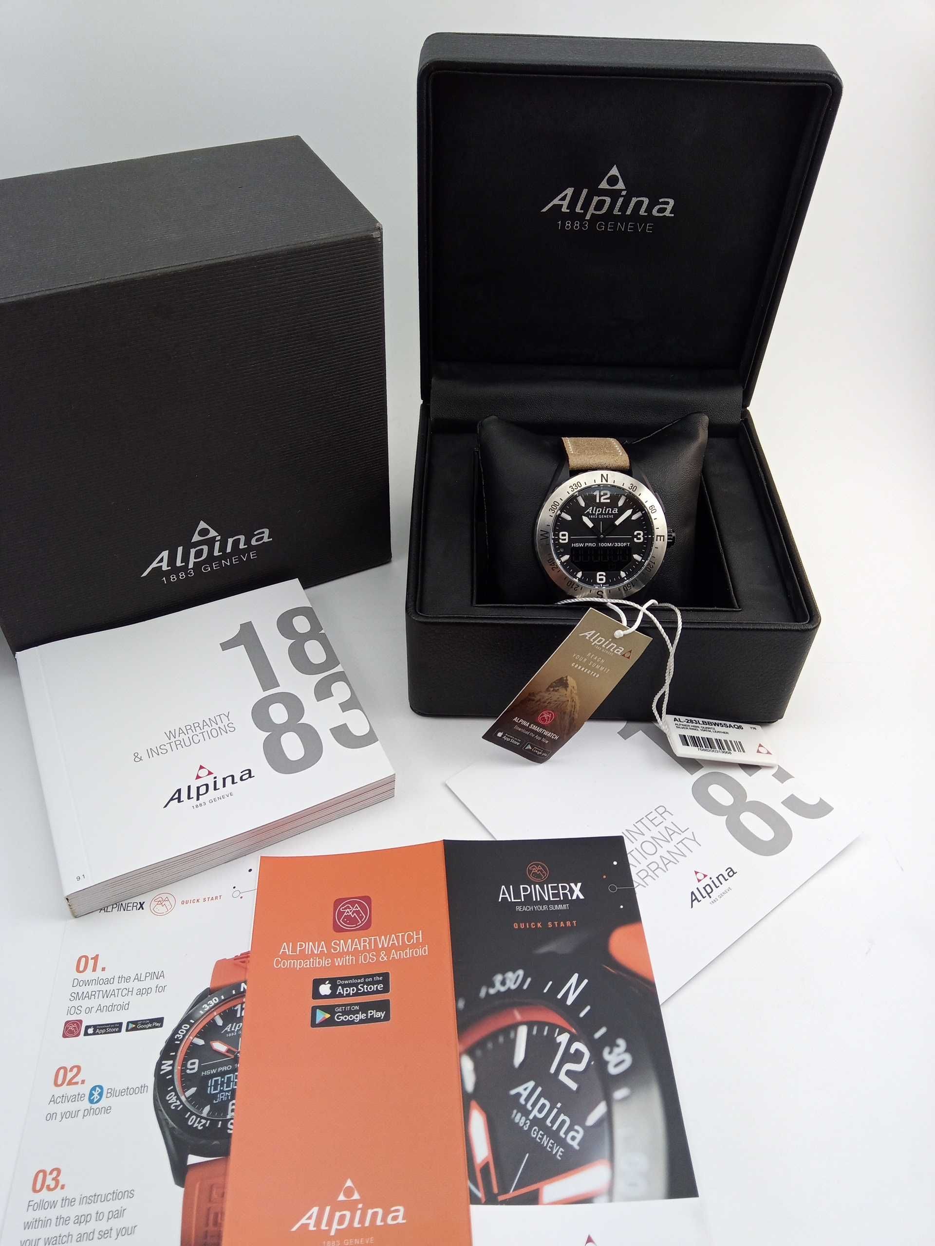 Швейцарские умные часы Alpina AlpinerX сапфир компас барометр будильни