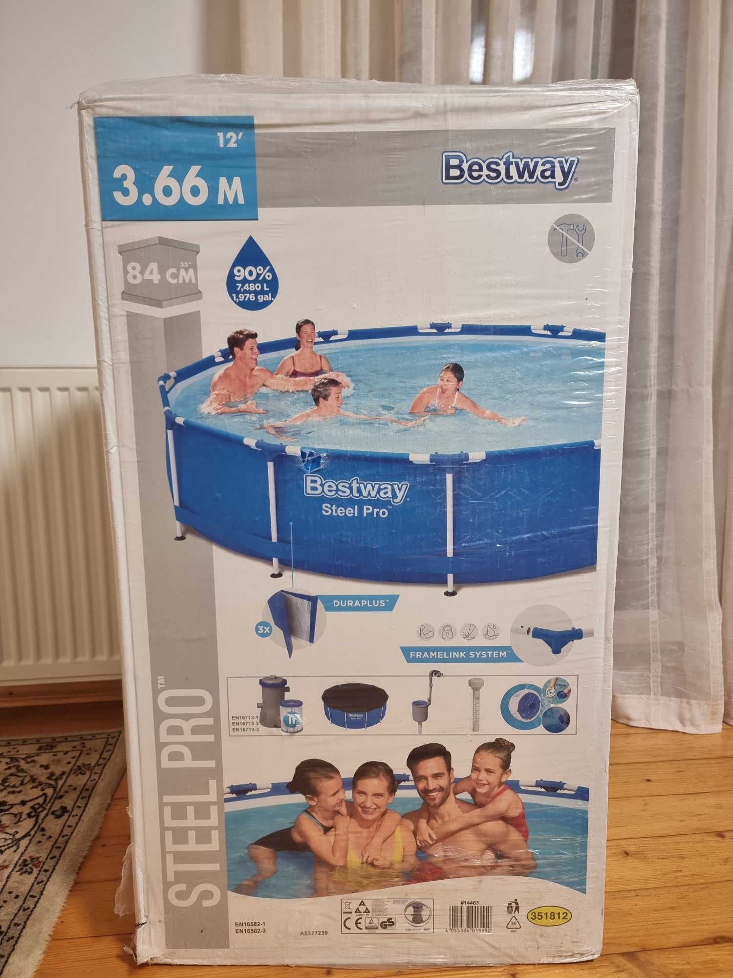 Каркасний басейн bestway  steel pro 366×84 Новий!