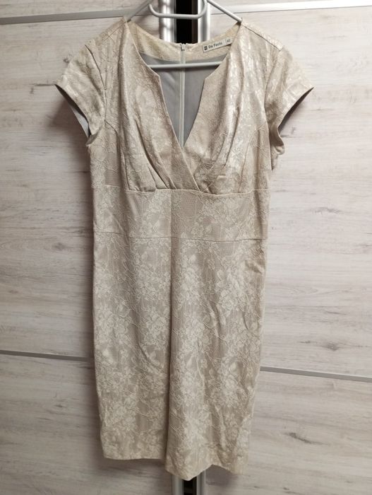 Sukienka elegancka koronka kremowa rozmiar 42