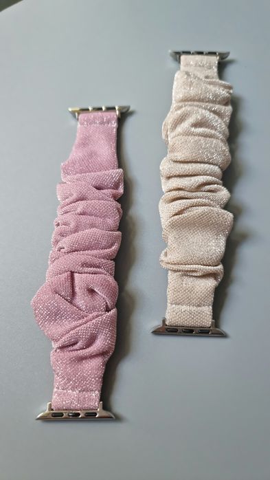 Scrunchie pasek do Apple Watch 42/44/45/49 mm - różowy / kurkuma