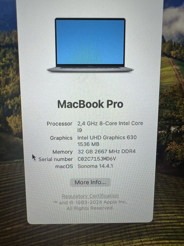 Apple Macbook Pro Retina 16inch i9 32gb 78 cycle