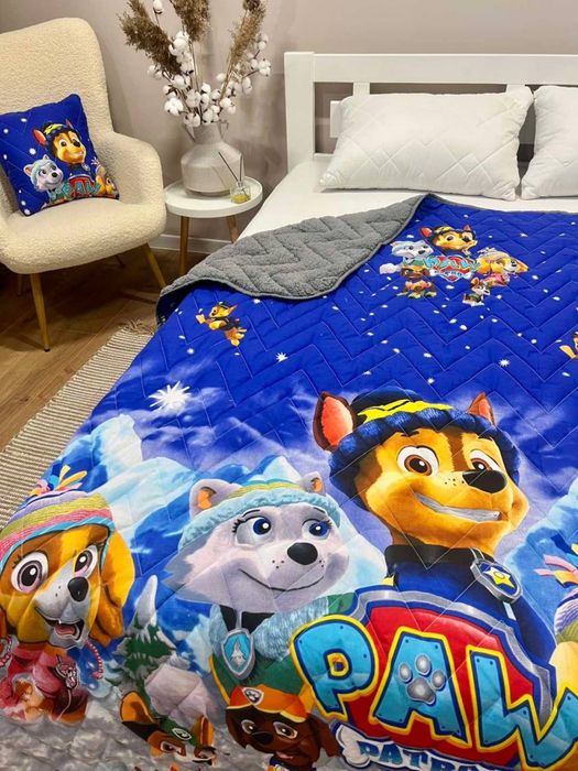 Подрунок на Миколая, Новий Рік! Плед на хутрі з героями на овчине