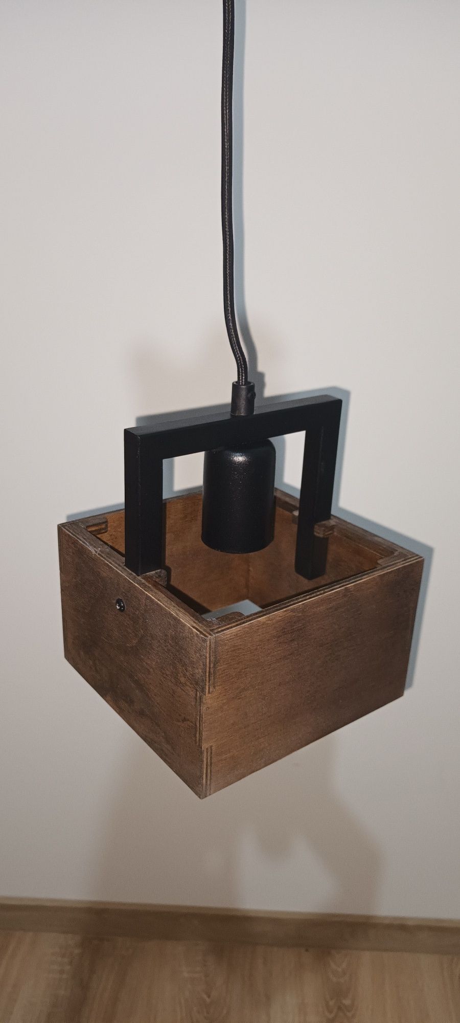 Lampa Loft drewniana metalowa