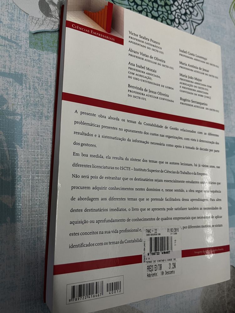 Temas de Contabilidade de Gestão Os Custos Resultados Victor Franco