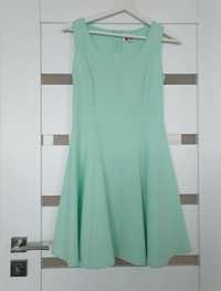 Letnia miętowa rozkloszowana sukienka rozmiar XS 165 cm