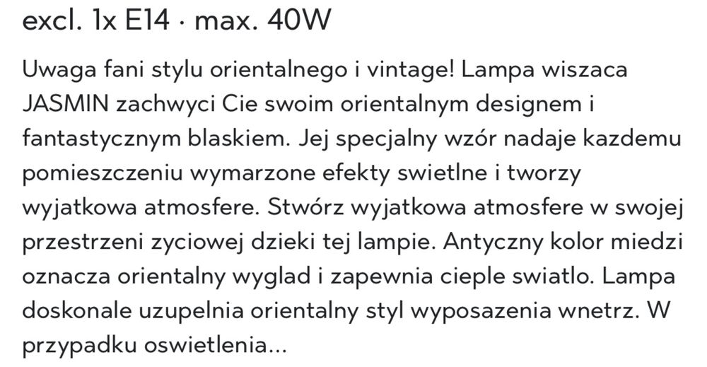 Lampa w stylu Orient