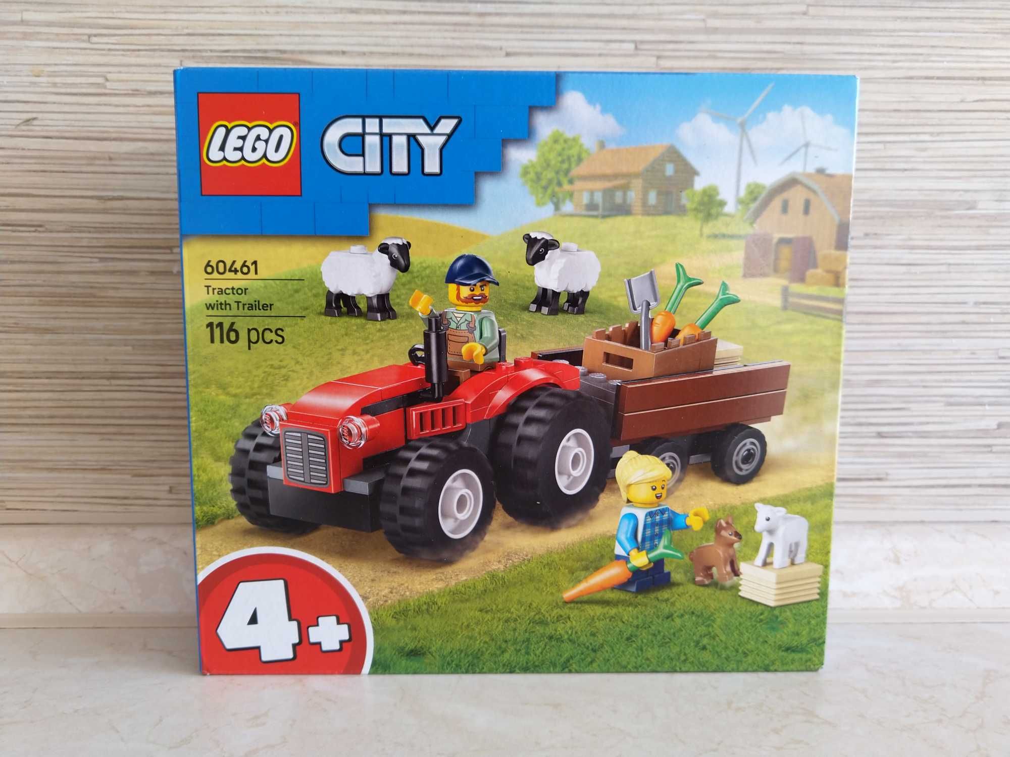 NOWE Klocki 60461 LEGO City Czerwony Traktor z Przyczepą i Owcą
