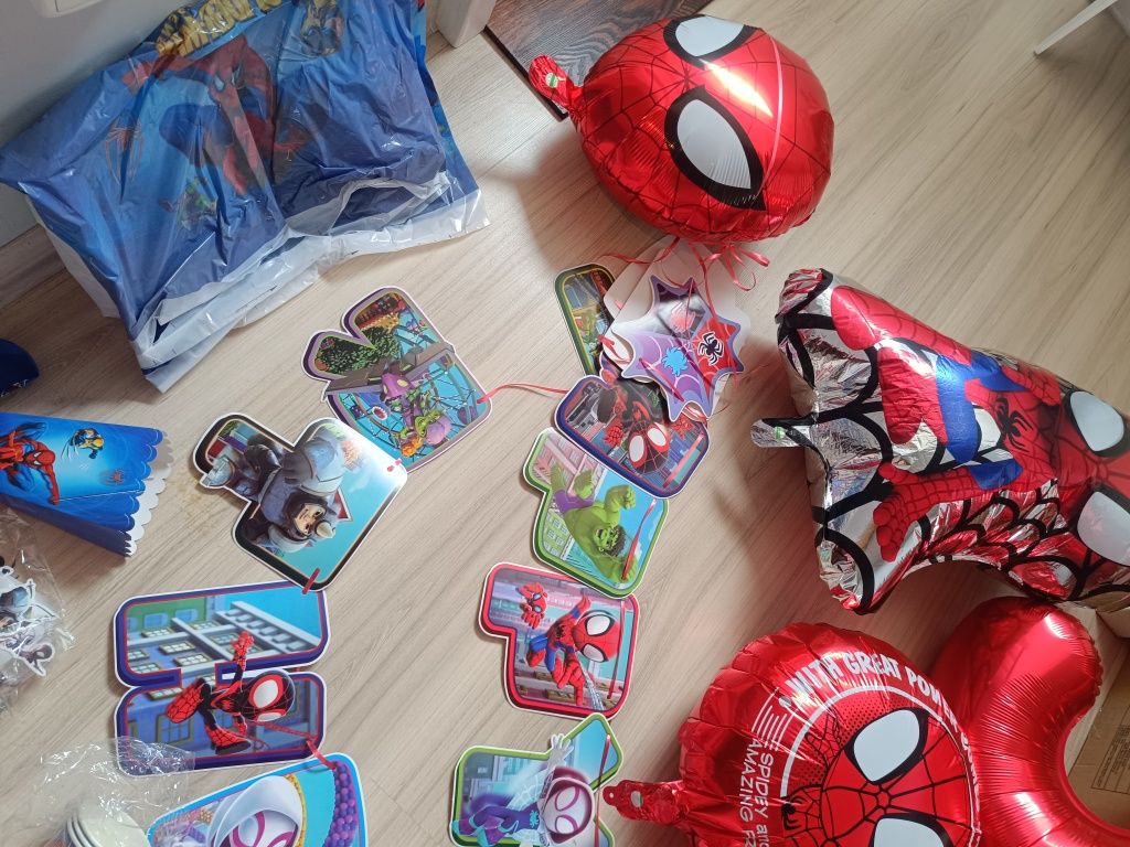 Spiderman balony dekoracje urodziny 5 dekoracje na tort napis mega