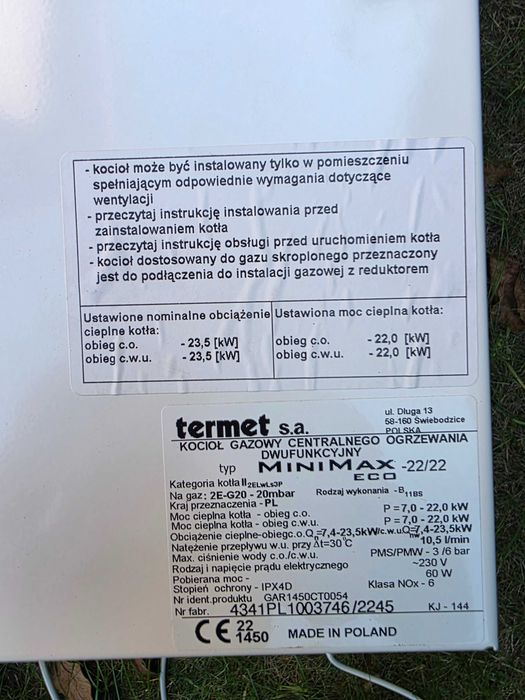 Kocioł gazowy do centralnego ogrzewania