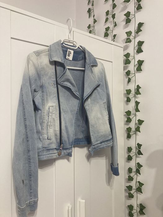 Kurtka jeansowa ramoneska krótka h&m