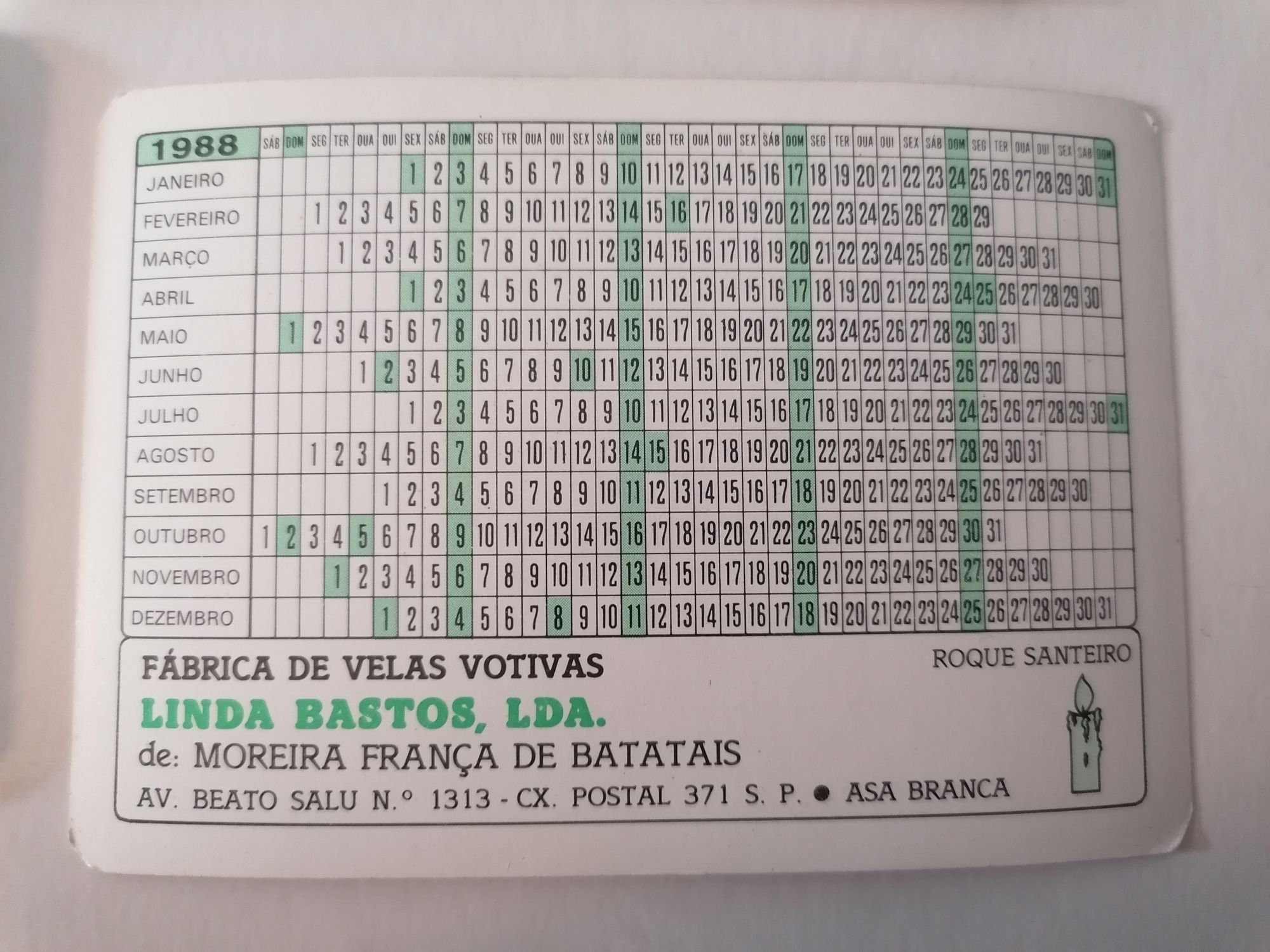 Conjunto de 25 calendários de 1988 da novela brasileira Roque Santeiro